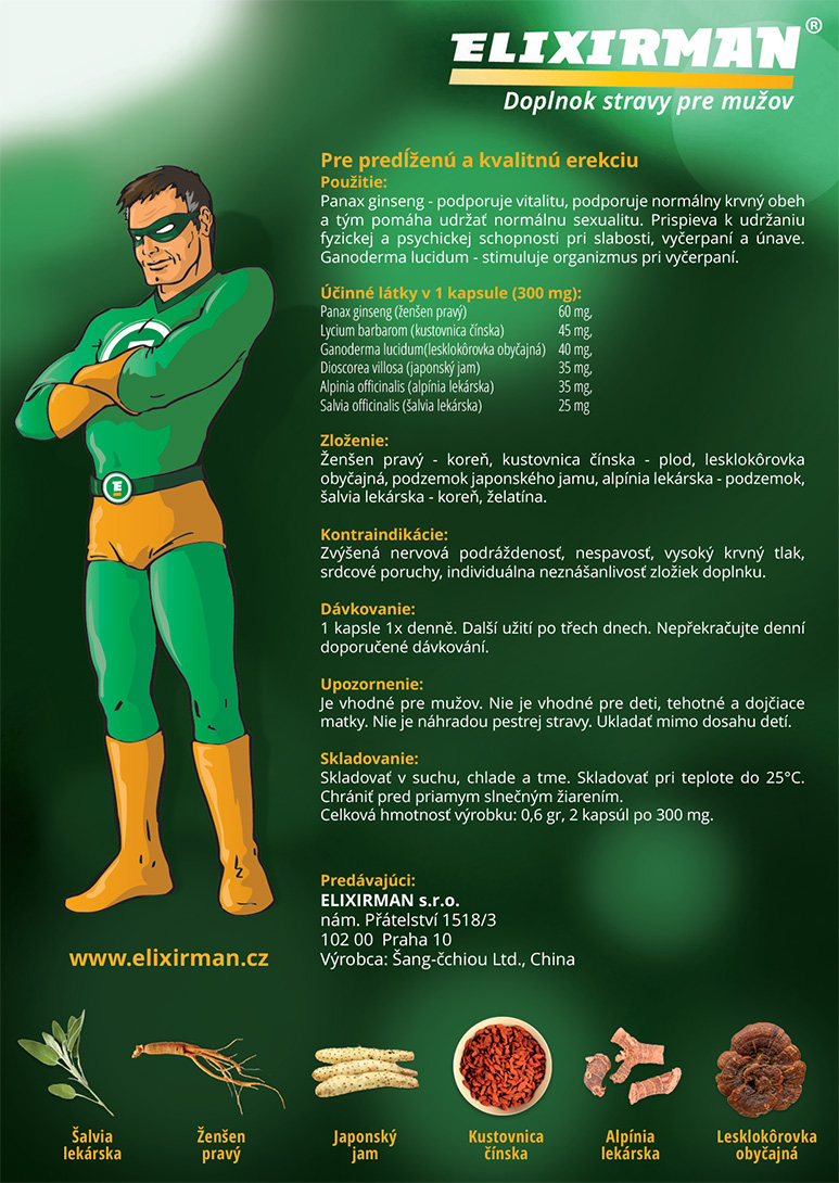 PRÍBALOVÝ LETÁK PRODUKTU ELIXÍRMAN